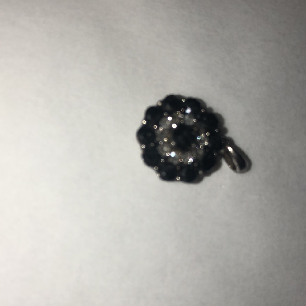 Diamond and silver necklace charm